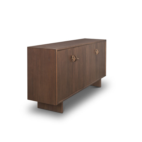 Mercana Varenna 4 Door Dark Brown Wood With Rope Handles Sideboard