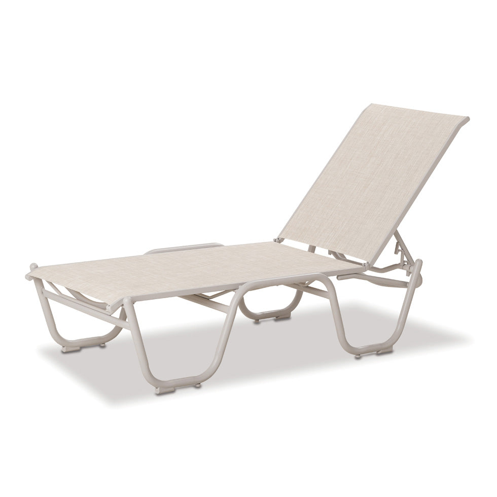 Telescope Casual Gardenella Sling 16" Four Postion Stacking Lay Flat Armless Chaise, Textured White, Red, Chaises, Sling, Gardenella, Aluminum, Polymer, Rectangular, 4 Legs, Outdoor