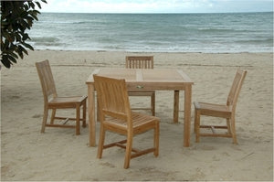 Anderson Teak 5 Piece Windsor 47" Square Table and Rialto Dining Chair Set