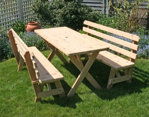 Creekvine Designs 27" Cedar Backyard Bash Cross Legged Picnic Table with Backed Benches
