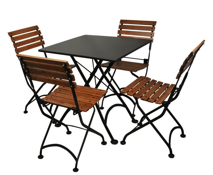 Furniture Designhouse French Cafe Bistro 28' Square Folding Table - Powder Coated Steel Top and Legs - Jet Black and Flame Red and Green