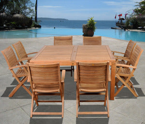 International Home Miami Amazonia Teak Boynton 9 pc Teak Square Dining Set