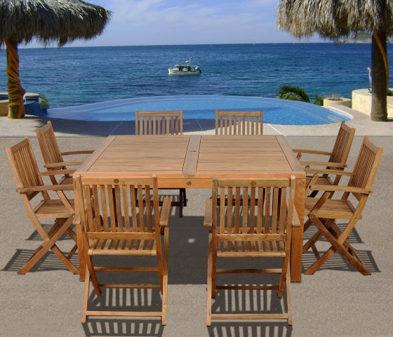 International Home Miami Amazonia Teak Dubai 9 pc Teak Square Dining Set