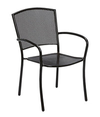 Woodard Cafe Series Albion Textured Black Arm Chair - Stackable, Default Title, Garden Chairs, Dining Chairs, Metal, Cafe Series, Aluminum, Curved, 4 Legs, Outdoor