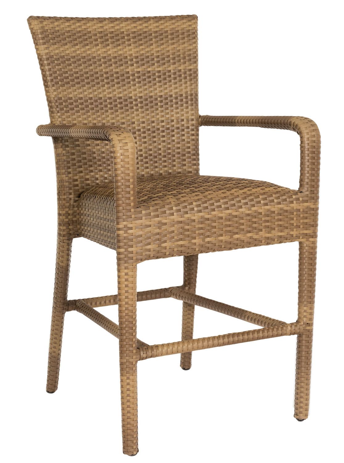 Woodard Et Cetera Padded Counter Stool with Arms, CoffeeCounter Stools, Et Cetera, Wicker, Counter Stools, Curved, Outdoor