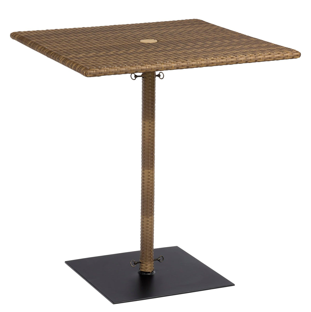 Woodard Et Cetera Square Umbrella Bar Height Table with Weighted Base, Coffee, Garden TablesEt Cetera, Wicker, Dining TablesOutdoor