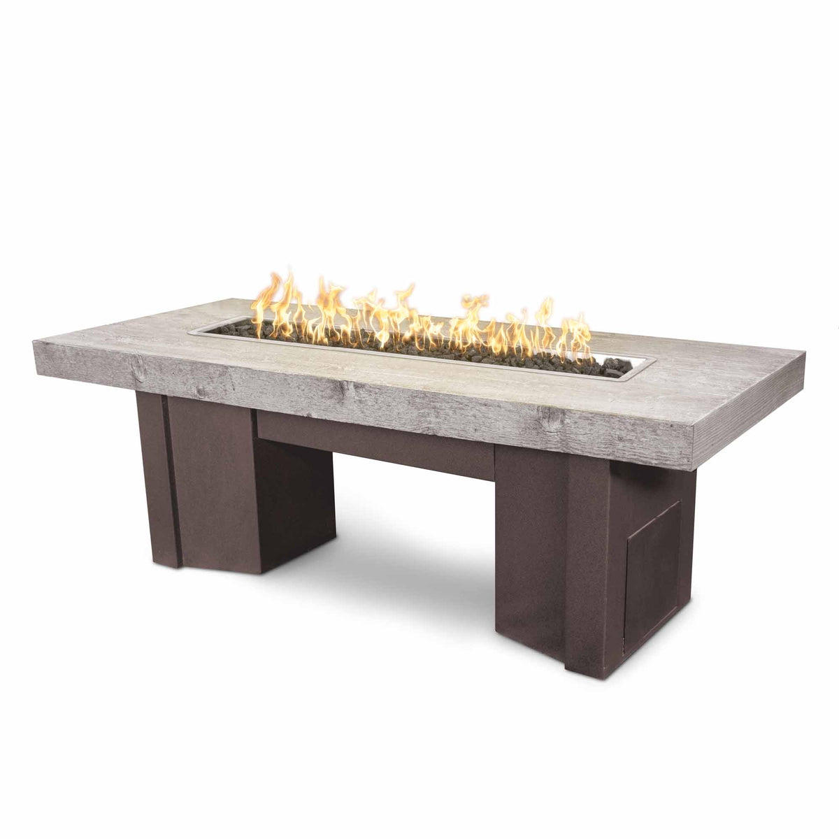 The Outdoor Plus 78" Alameda Fire Table Wood Grain, Liquid Propane, Ebony, Match Lit with Flame Sense System, Alameda, Wood, Outdoor
