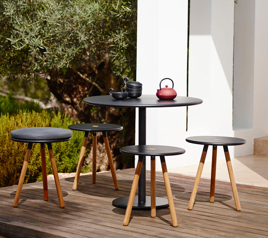 Cane-Line Area Table/Stool Teak Lava Grey / Aluminum - Sonnet Commercial
