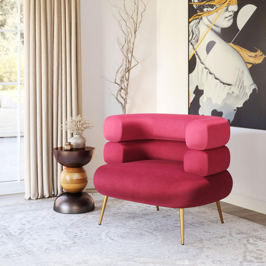 Arish Accent Chair Red – Velvet Statement Seating