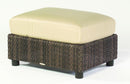 Woodard Aruba Wicker Ottoman, Aged Teak, With Cushion, Grade A Fabric, Ottoman Furniture, Ottoman, Cushion, Aruba, Fabric, Wicker, Square, 4 Legs, Outdoor