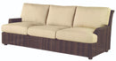 Woodard Aruba Wicker Sofa, Aged Teak, None, Grade A Fabric, Garden Chairs, Sofa, Cushion, Aruba, Aluminum, Fabric, Wicker, Rectangular, 4 Legs, Outdoor
