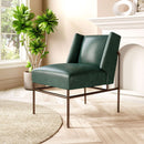 Zuo Modern Atlanta Accent Chair in Green/Brown, Green, Accent Chairs, Faux Leather, Plywood, Polyurethane, Square, 4 Legs, Indoor