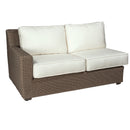 Woodard Augusta Left/Right Arm Wicker Loveseat, Right, With Cushion, Grade A Fabric, Garden Chairs, Side Chairs, Wicker, Augusta, Fabric, Teak, Wicker, Square, 4 Legs, Outdoor