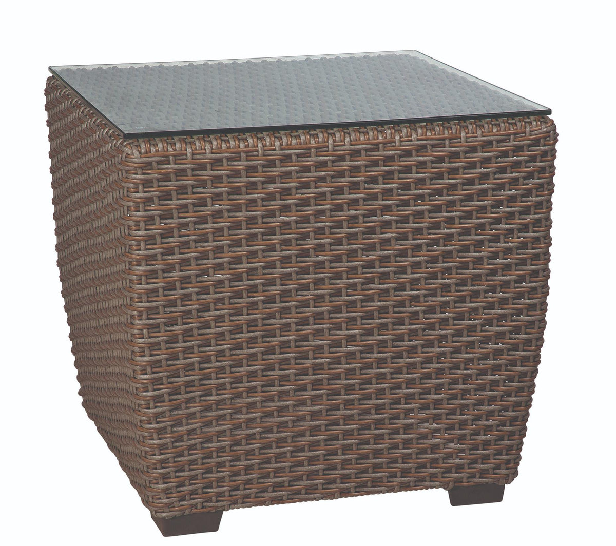 Woodard Augusta Woven Square End Table, Default Title, Wicker Patio Console, End and Side Tables, Augusta, Teak, Wicker, Outdoor