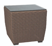 Woodard Augusta Woven Square End Table, Default Title, Wicker Patio Console, End and Side Tables, Augusta, Teak, Wicker, Outdoor