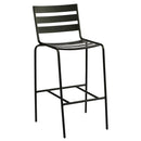 Woodard Café Series Metro Textured Black Stationary Bar Stool, Default Title, Patio Bar Furniture, Bar Stools, Metal, Cafe Series, Aluminum, Wood, Curved, 4 Legs, Outdoor