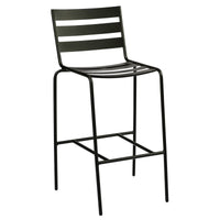 Woodard Café Series Metro Textured Black Stationary Bar Stool, Default Title, Patio Bar Furniture, Bar Stools, Metal, Cafe Series, Aluminum, Wood, Curved, 4 Legs, Outdoor