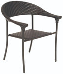 Woodard Barlow Stackable Dining Arm Chair - With Cushions, With Cushion, Grade A Fabric, Beach Bum Creamsicle (Grade A), Garden Chairs, Dining Chairs, Cushion, Barlow, Wood, Curved, 4 Legs, Outdoor