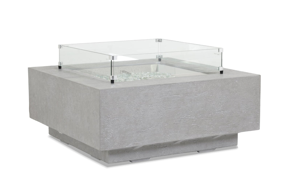 Sunset West Gravelstone Square Fire Table with Glass Surround