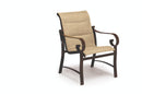 Woodard Belden Padded Sling Dining Arm Chair, Aged Teak, Augustine Alloy (Grade A), Grade A Fabric, Garden Chairs, Dining Chairs, Sling, Belden, Aluminum, Wood, Square, 4 Legs, Outdoor