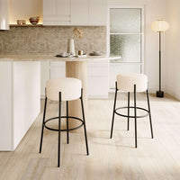 Zuo Modern Blanche Barstool in Ivory, Bar Stools, Plywood, Polyester, Steel, Round, 4 Legs, Indoor