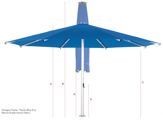 BFM Seating 16' Octagonal Bolt-Down Umbrella - 9 oz Marine Grade Acrylic