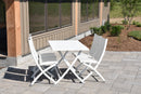 Vivere Brunch Folding Aluminum Table and Bachelor Chairs 5 pc Set - White, Default Title, Outdoor Dining Table, Outdoor