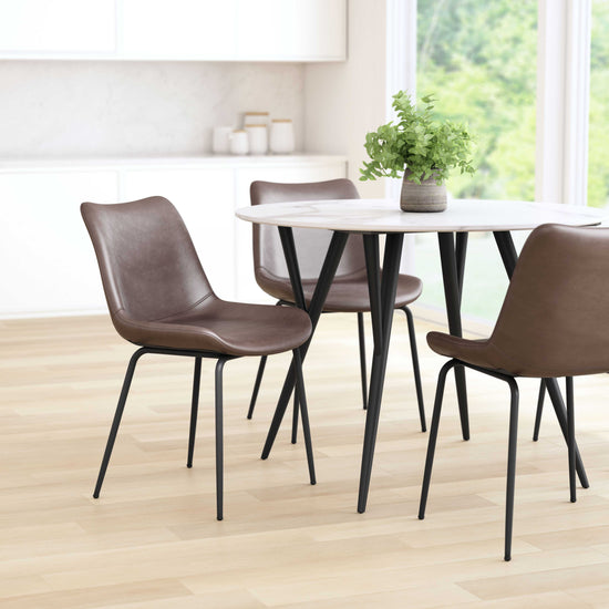 Brown Vinyl Dining Chair – Zuo Modern Byron Chair