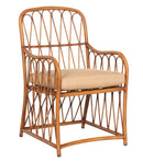 Woodard Cane Dining Armchair, Aged Teak, With Cushion, Grade A Fabric, Garden Chairs, Dining Chairs, Cushion, Cane, Wood, Square, 4 Legs, Outdoor