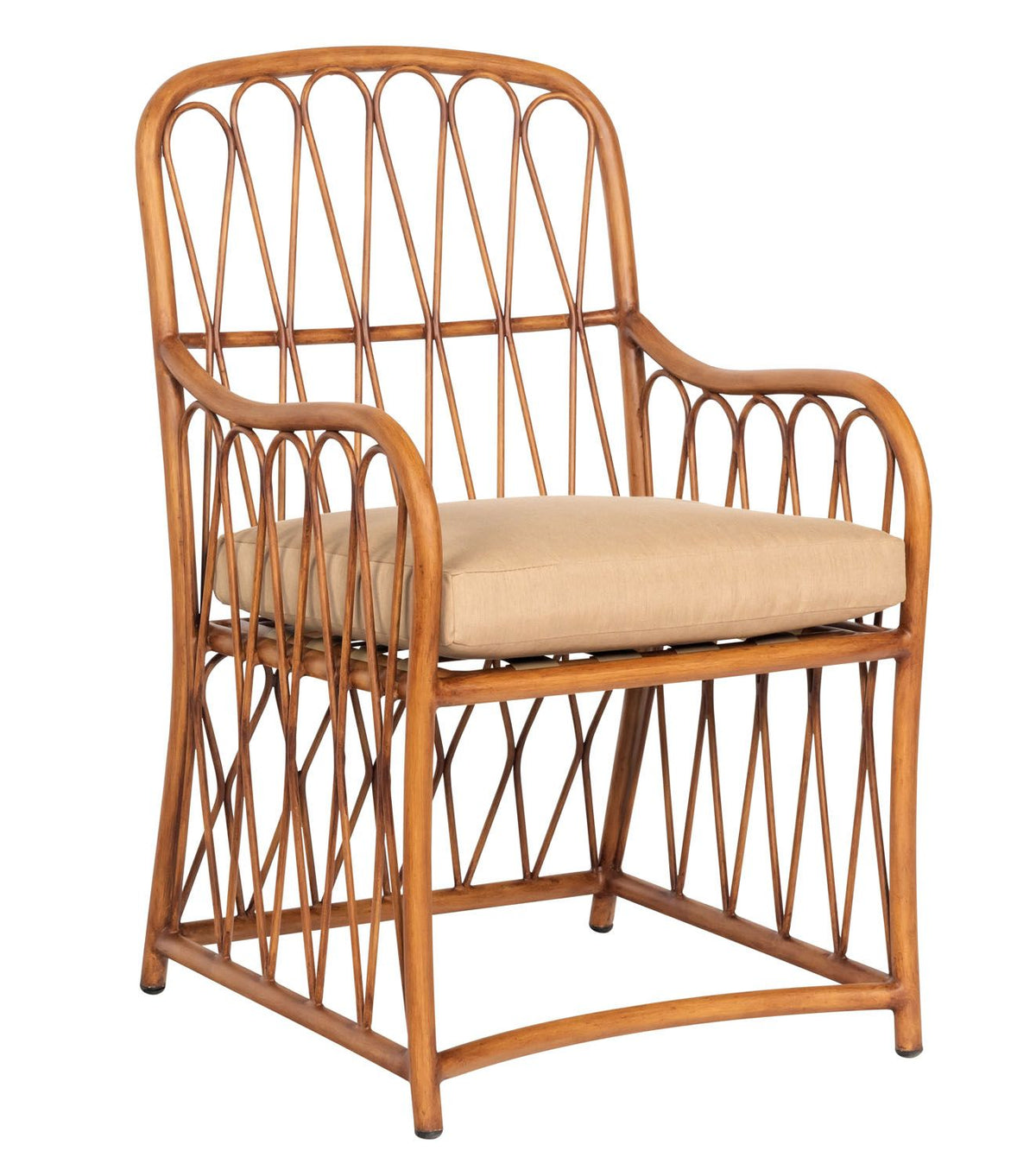 Woodard Cane Dining Armchair, Aged Teak, With Cushion, Grade A Fabric, Garden Chairs, Dining Chairs, Cushion, Cane, Wood, Square, 4 Legs, Outdoor