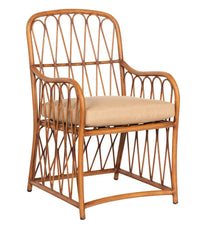 Woodard Cane Dining Armchair, Aged Teak, With Cushion, Grade A Fabric, Garden Chairs, Dining Chairs, Cushion, Cane, Wood, Square, 4 Legs, Outdoor