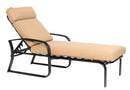Woodard Cayman Isle Cushion Adjustable Chaise Lounge, Aged Teak, Beach Bum Creamsicle (Grade A), Grade A Fabric, Garden Chairs, Chaises, Cushion, Cayman Isle , Aluminum, Fabric, Curved, Frame, Outdoor