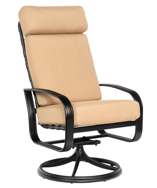 Woodard Cayman Isle Cushion High Back Swivel Rocking Dining Armchair