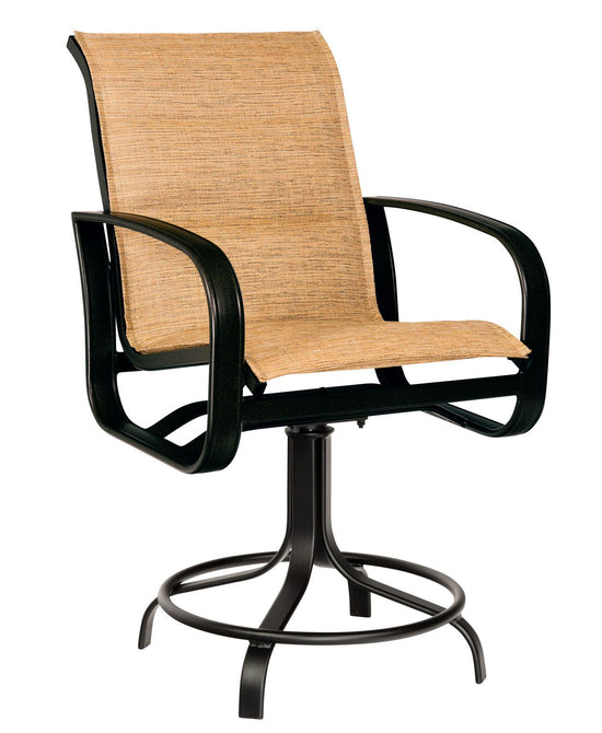 Woodard Cayman Isle Padded Sling Swivel Counter Stool