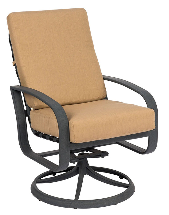 Woodard Cayman Isle Cushion Swivel Rocking Dining Armchair