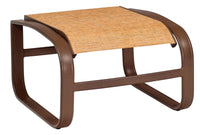 Woodard Cayman Isle Sling Ottoman, Aged Teak, Augustine Alloy (Grade A), Grade A Fabric, Cast Aluminum furniture, Ottoman, Sling, Cayman Isle , Aluminum, Square, 4 Legs, Outdoor