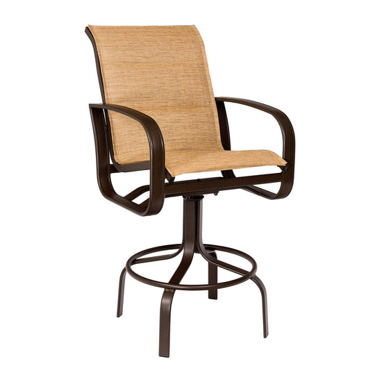 Woodard Cayman Isle Padded Sling Swivel Bar Stool