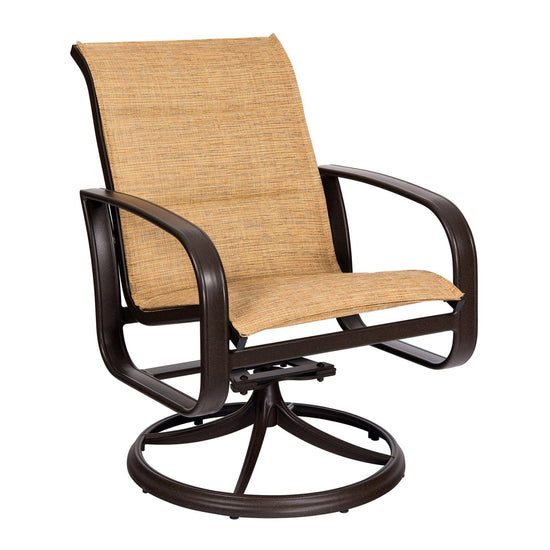 Woodard Cayman Isle Padded Sling Swivel Rocking Dining Armchair