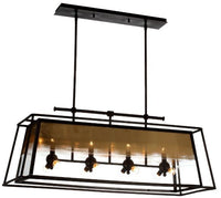 ZEEV Lighting Occasus Chandelier, Rustic Iron With Gold Leafed Glass, Indoor