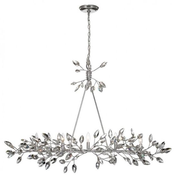 ZEEV Lighting Misthaven Chandelier, Silver Leaf with and Antique Gold Paint and Champagne crystals, Chandelier, Indoor