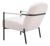 Zuo Modern Chicago Accent Chair Ivory, Accent Chairs, Fabric, Plywood, Polyester, Steel, Curved, 4 Legs, Indoor