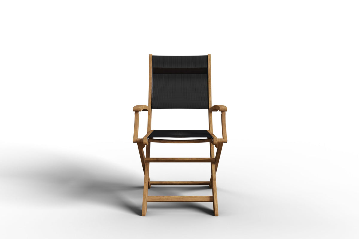 Curated MaisonFurniture Lucas Teak Outdoor Folding Armchair in Textilene Fabric
