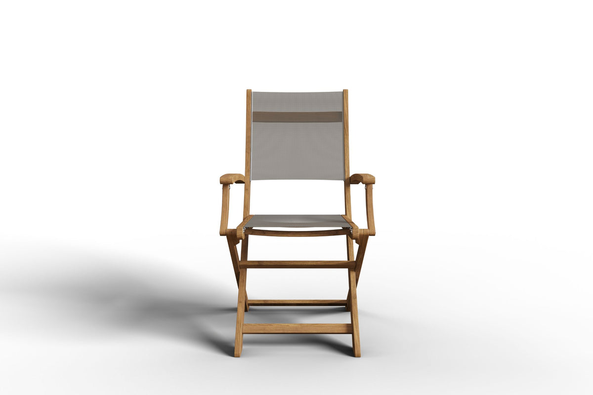 Curated MaisonFurniture Lucas Teak Outdoor Folding Armchair in Textilene Fabric
