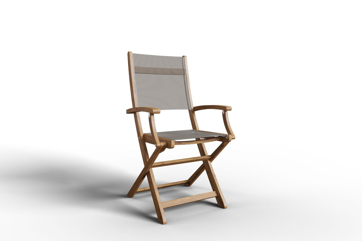 Curated MaisonFurniture Lucas Teak Outdoor Folding Armchair in Textilene Fabric