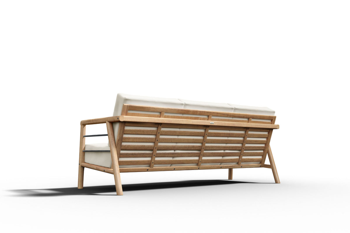 Curated MaisonFurniture Daniele Teak Deep Seating 86 Inch Outdoor Sofa with Sunbrella Cushion