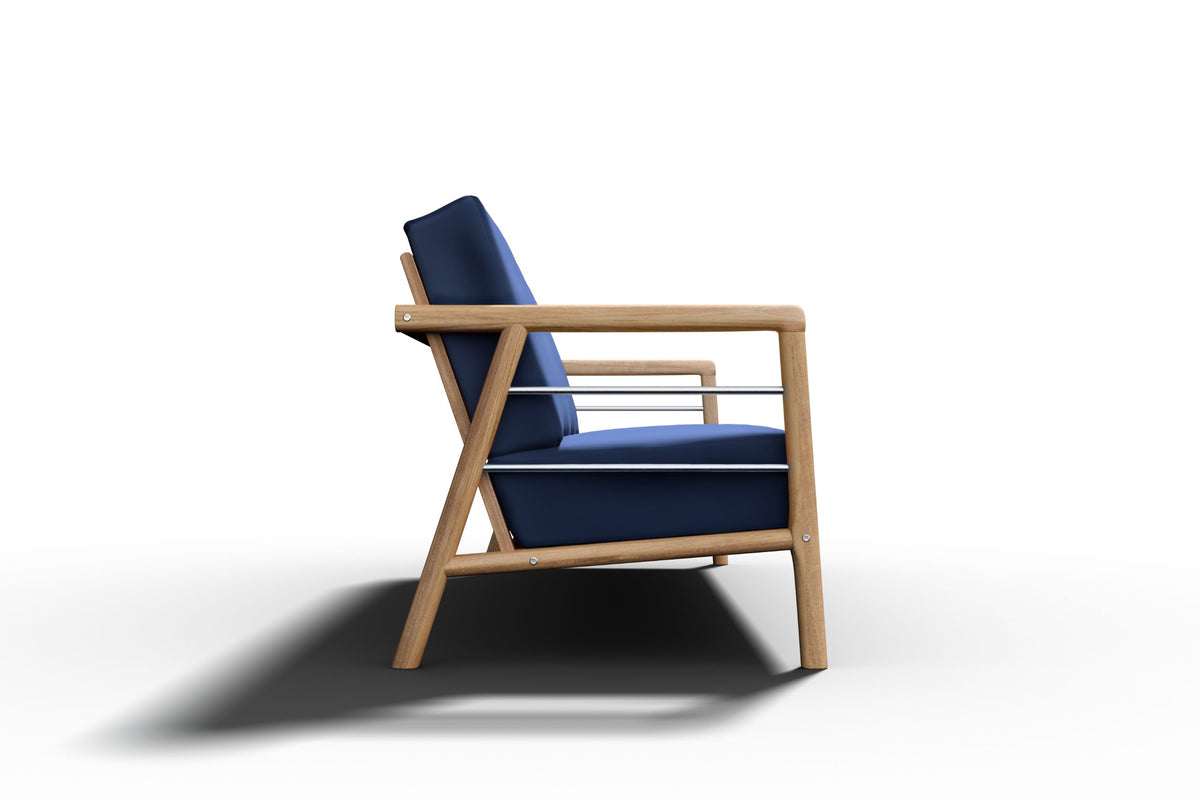 Curated MaisonFurniture Daniele Teak Deep Seating 86 Inch Outdoor Sofa with Sunbrella Cushion