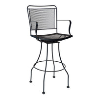 Woodard Constantine Swivel Bar Stool, Aged Teak, Beach Bum Creamsicle (Grade A), Grade A Fabric, Bar Stools, Fabric, Iron, Curved, 4 Legs, Outdoor