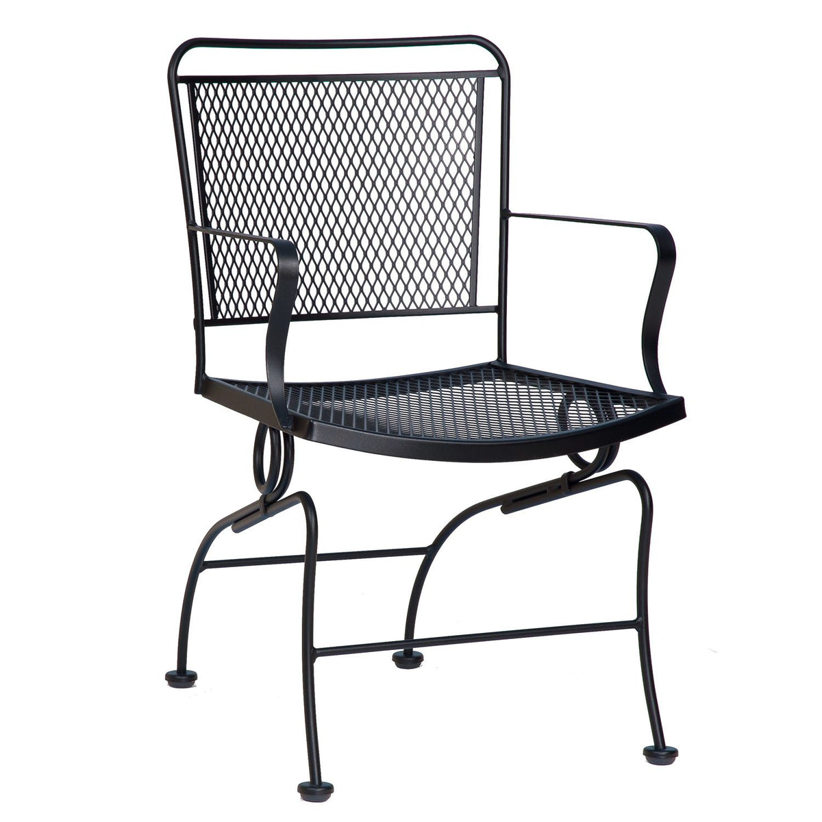 Woodard Constantine Coil Spring Dining Chair with Optional Cushion, Aged Teak, Beach Bum Creamsicle (Grade A), Grade A Fabric, Dining Chairs, Fabric, Iron, Curved, 4 Legs, Outdoor