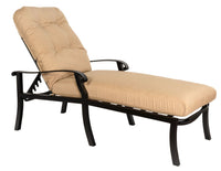 Woodard Cortland Cushion Adjustable Chaise Lounge, Aged Teak, Beach Bum Creamsicle (Grade A), Grade A Fabric, Garden Chairs, Lounge Chairs, Cushion, Cortland, Aluminum, Fabric, Rectangular, 5+ Legs, Outdoor