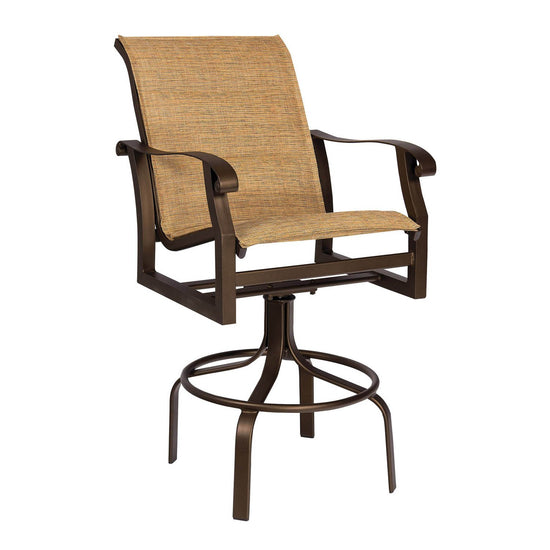 Woodard Cortland Padded Sling Swivel Bar Stool